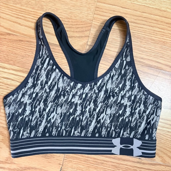 Under Armour Patterned Sports Bra in Black and Gray - Picture 4 of 7